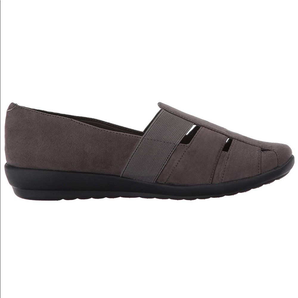 Smoke Gray Fabric Slip On Fisherman Loafer Flat - Picture 2 of 3